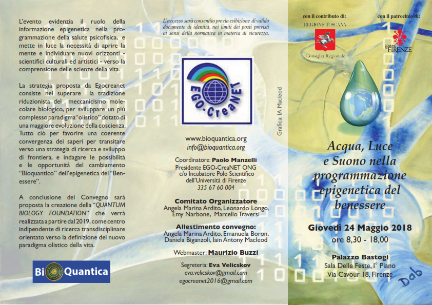 Acqua, Luce e Suono nella programmazione epigenetica del benessere|Water, Light and Sound in the wellbeing epigenetic organisation